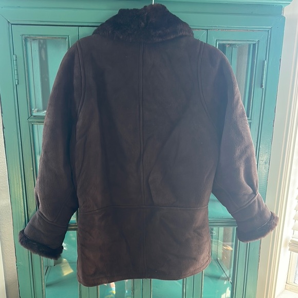 Vintage 80s/90s Overland Sheepskin Co Shaw Collar Shearling Coat XS Made in USA - Picture 12 of 13